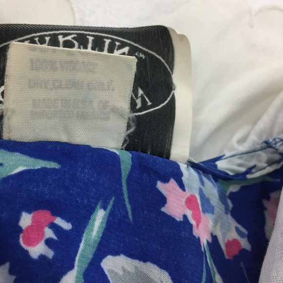 Vintage 1980s Jonathan Martin Floral Dress 9/10 Blue Modest Peter Pan Collar M - Picture 5 of 7